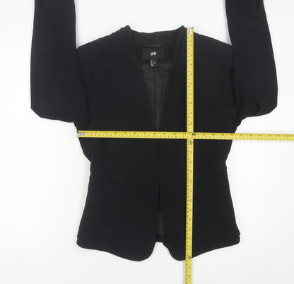 H&M Womens Black Shawl Collar Blazer Size 10 Regular Tailored Jacket