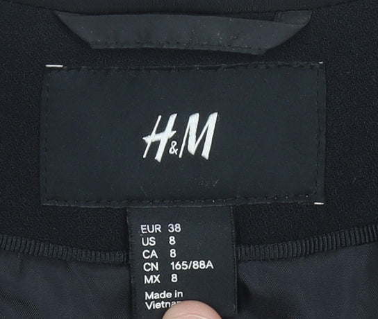 H&M Womens Black Shawl Collar Blazer Size 10 Regular Tailored Jacket