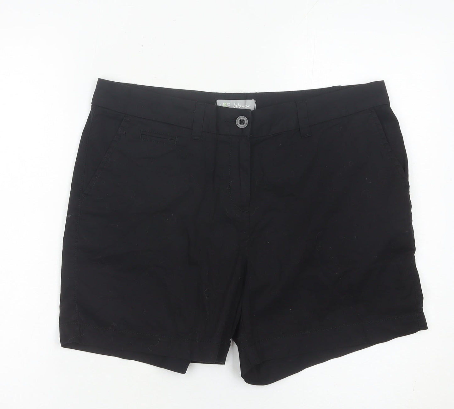 Marks and Spencer Women’s Black Chino Shorts UK 14 Cotton Casual