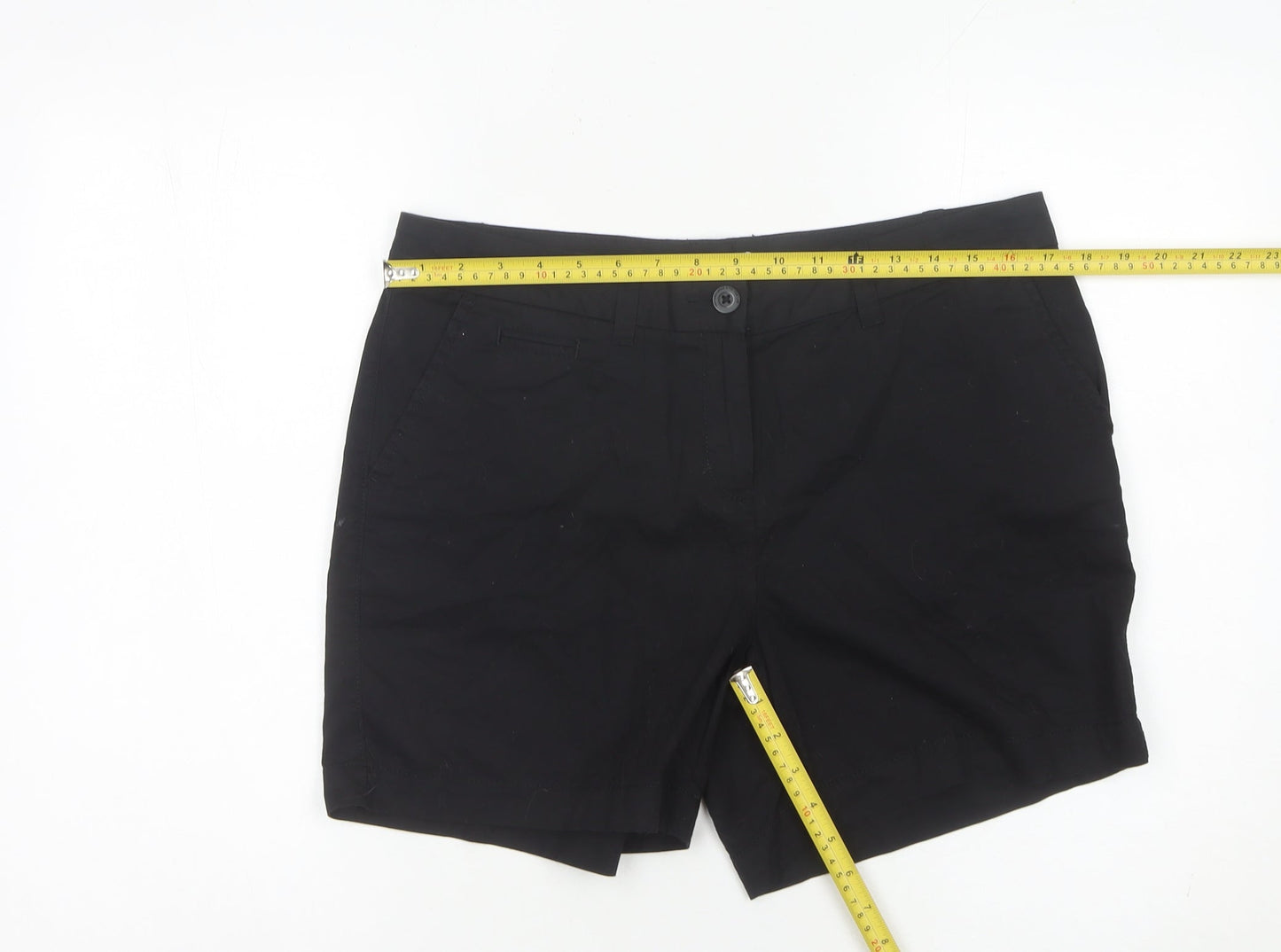 Marks and Spencer Women’s Black Chino Shorts UK 14 Cotton Casual