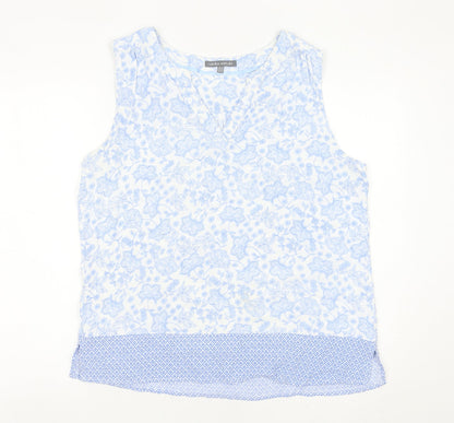 Laura Ashley Women’s Blue Floral Viscose Sleeveless Tunic Blouse UK 18