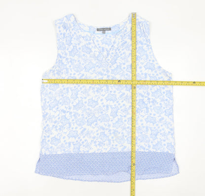 Laura Ashley Women’s Blue Floral Viscose Sleeveless Tunic Blouse UK 18