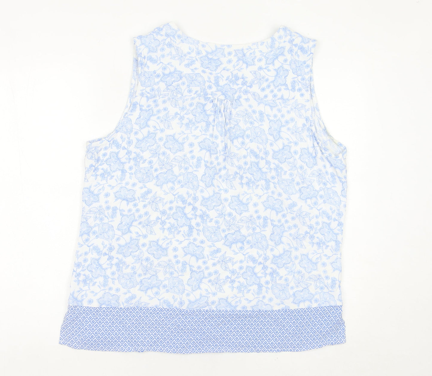 Laura Ashley Women’s Blue Floral Viscose Sleeveless Tunic Blouse UK 18