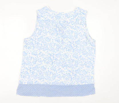 Laura Ashley Women’s Blue Floral Viscose Sleeveless Tunic Blouse UK 18