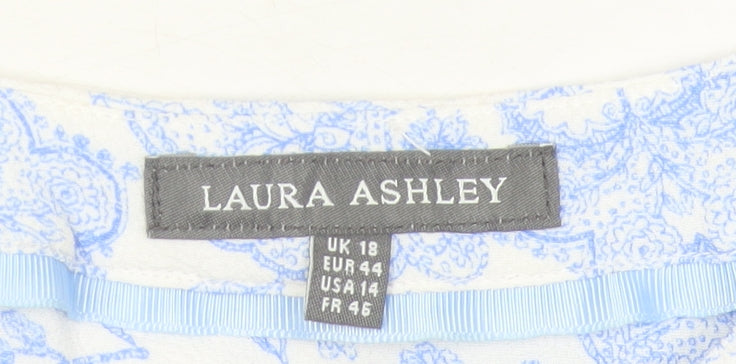 Laura Ashley Women’s Blue Floral Viscose Sleeveless Tunic Blouse UK 18