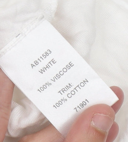 Cotton Traders Women White Crochet Trim Blouse Size 14 Tunic Top