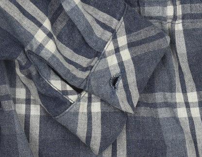 Raxlan Womens Blue Check Shirt Dress Size 8 Embroidered Long Sleeve