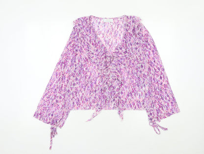 Quiz Womens Multicoloured Floral Wrap Blouse UK 12 Long Sleeve