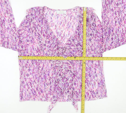 Quiz Womens Multicoloured Floral Wrap Blouse UK 12 Long Sleeve