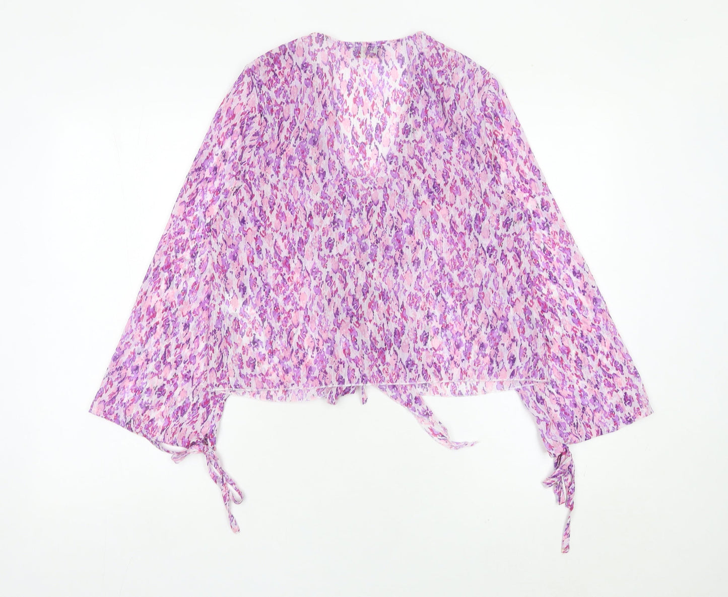 Quiz Womens Multicoloured Floral Wrap Blouse UK 12 Long Sleeve