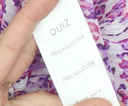 Quiz Womens Multicoloured Floral Wrap Blouse UK 12 Long Sleeve