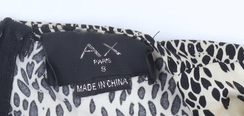 AX Paris Womens Black Beige Animal Print Midi Wrap Dress S