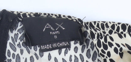 AX Paris Womens Black Beige Animal Print Midi Wrap Dress S