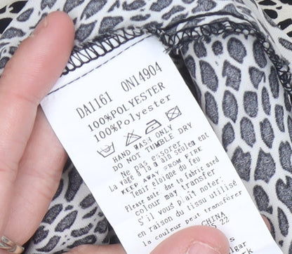 AX Paris Womens Black Beige Animal Print Midi Wrap Dress S