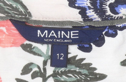 Maine New England Women’s Multicoloured Floral Bird Print Sleeveless Shift Dress Size 12
