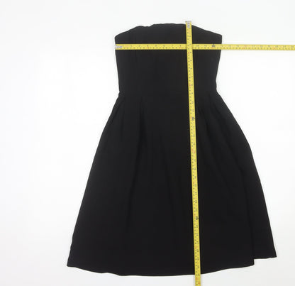 H&M Women’s Black Strapless A-Line Knee Length Dress Size 6