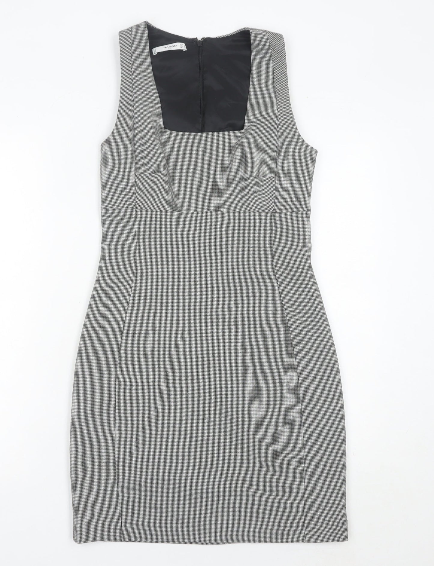 Mango Women Grey Houndstooth Sheath Dress Size 8 Workwear Classic