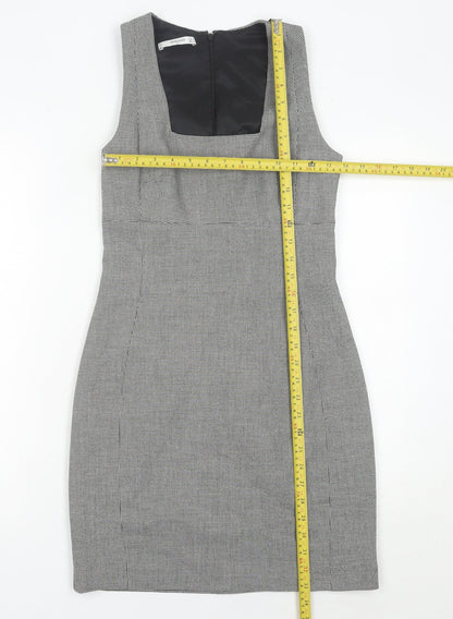 Mango Women Grey Houndstooth Sheath Dress Size 8 Workwear Classic
