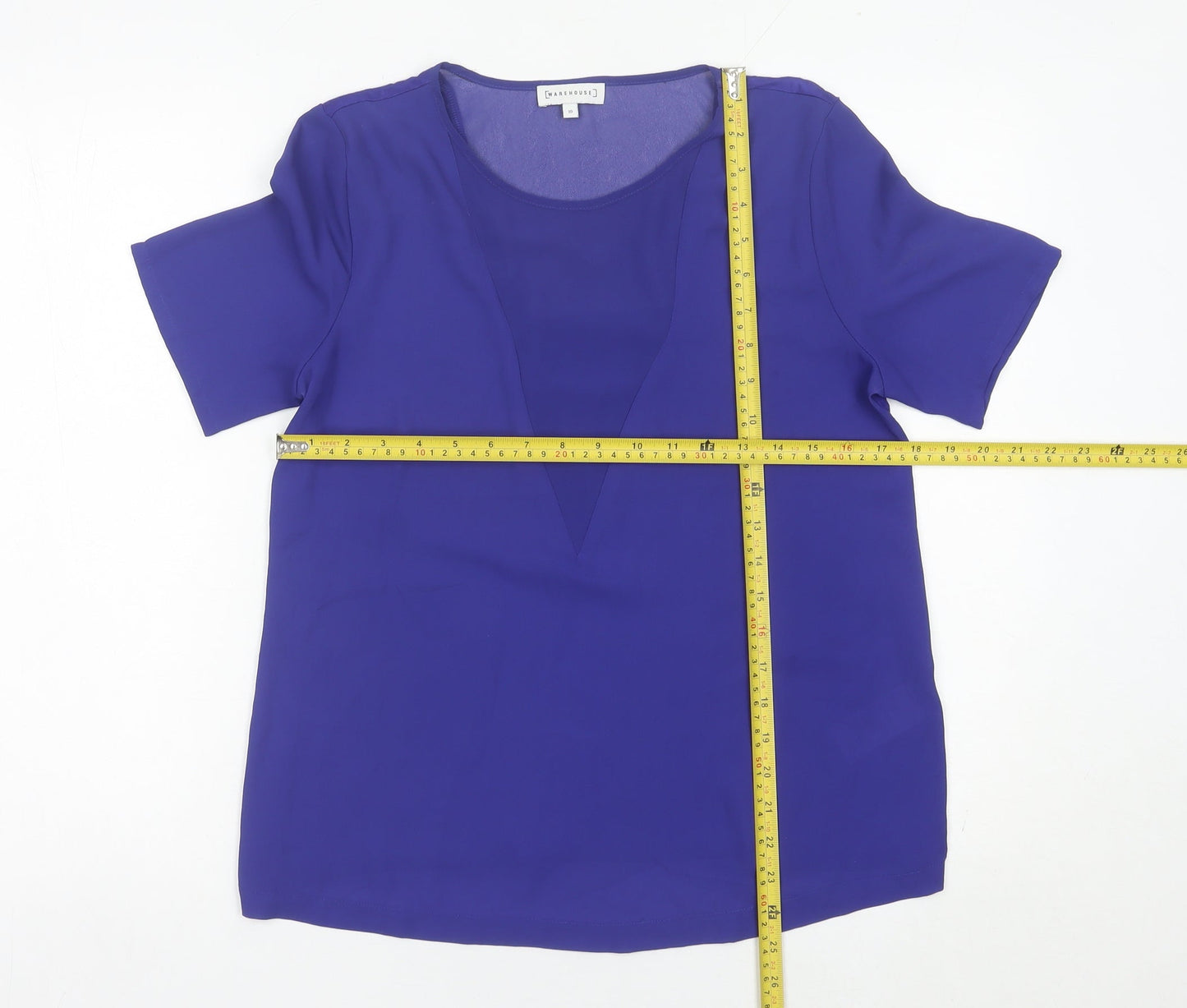 Womens UK Size 10 Warehouse Blue Basic Blouse