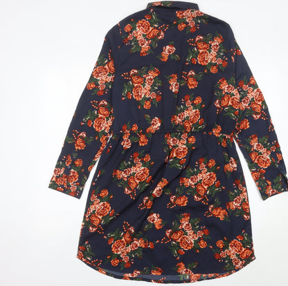 H&M Women’s Multicoloured Floral Shirt Dress Size 16 Collared