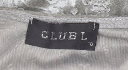 Club L Women Grey Skater Dress Size 10 Sleeveless Velvet Partywear