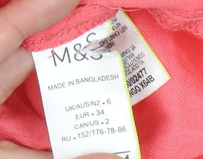 Womens UK Size 6 Marks and Spencer Pink Tunic Blouse