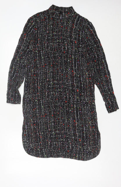 & Other Stories Women’s Black Multicolour Shirt Dress Size 4 Viscose