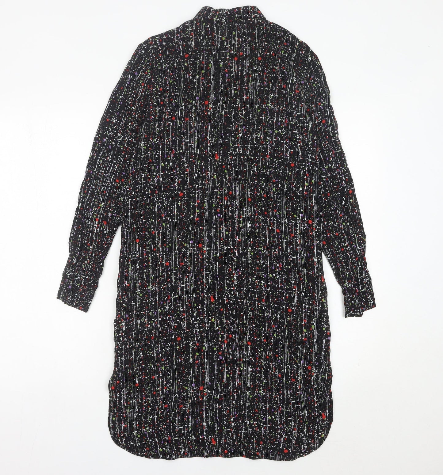 & Other Stories Women’s Black Multicolour Shirt Dress Size 4 Viscose