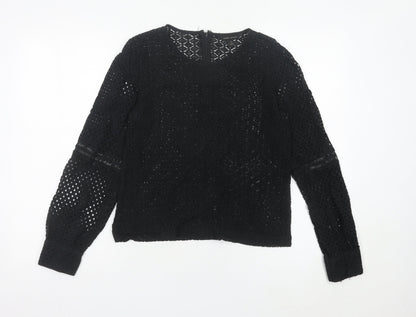 Banana Republic Womens Black Lace Blouse Size S Long Sleeve Tunic
