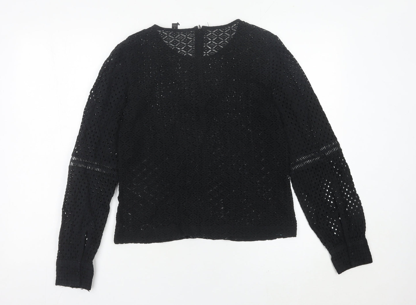 Banana Republic Womens Black Lace Blouse Size S Long Sleeve Tunic