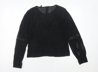 Banana Republic Womens Black Lace Blouse Size S Long Sleeve Tunic