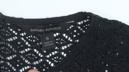 Banana Republic Womens Black Lace Blouse Size S Long Sleeve Tunic