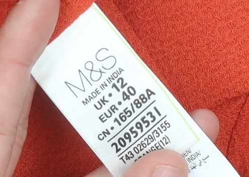 Womens UK Size 12 Marks and Spencer Orange Basic Blouse