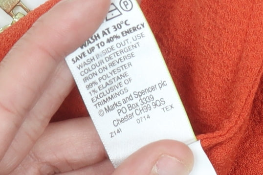 Womens UK Size 12 Marks and Spencer Orange Basic Blouse