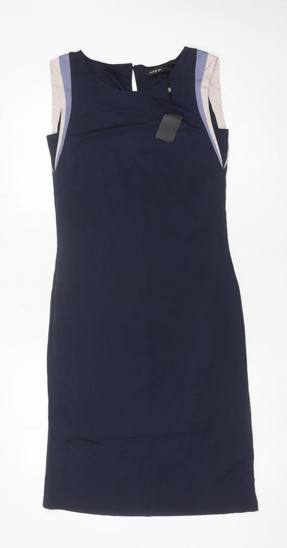 Marks and Spencer Women Blue Size 10 Sheath Dress Knee Length