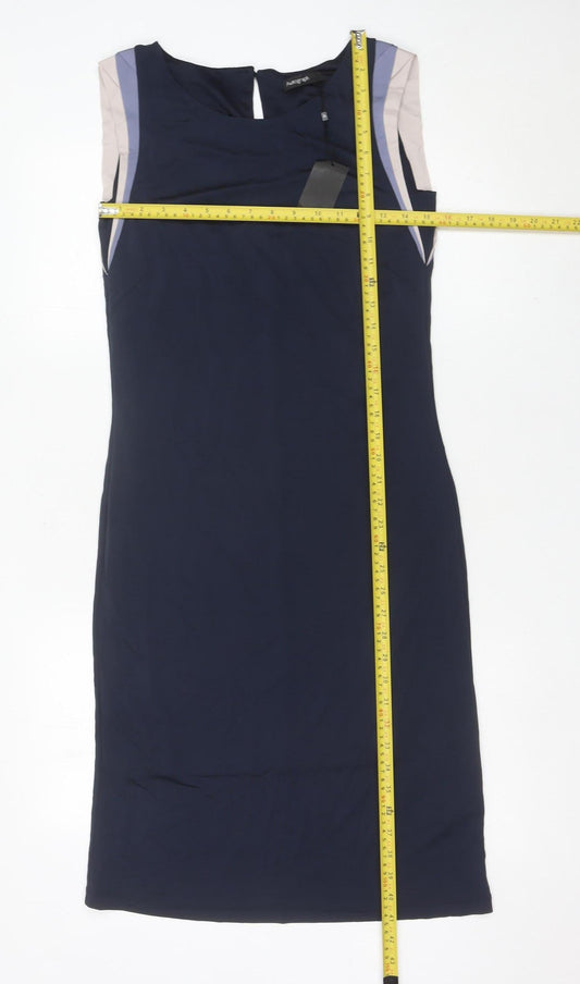 Marks and Spencer Women Blue Size 10 Sheath Dress Knee Length