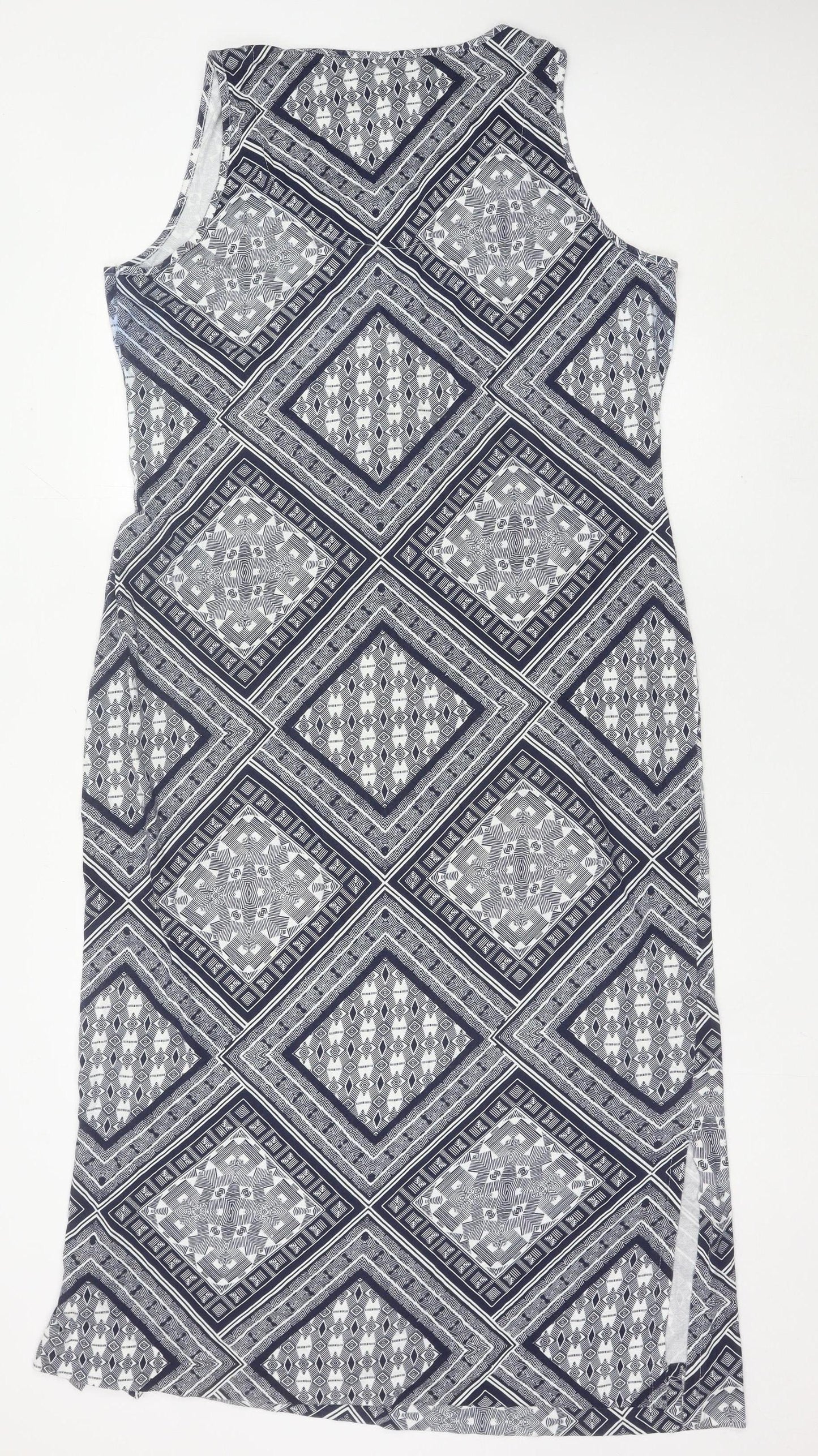 Debenhams Women’s Blue Cotton Shift Dress Size 18 Sleeveless