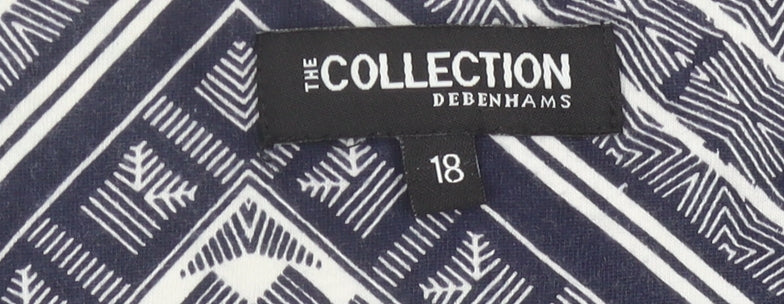 Debenhams Women’s Blue Cotton Shift Dress Size 18 Sleeveless