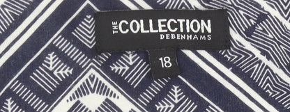 Debenhams Women’s Blue Cotton Shift Dress Size 18 Sleeveless