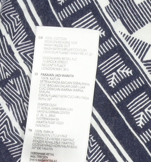 Debenhams Women’s Blue Cotton Shift Dress Size 18 Sleeveless