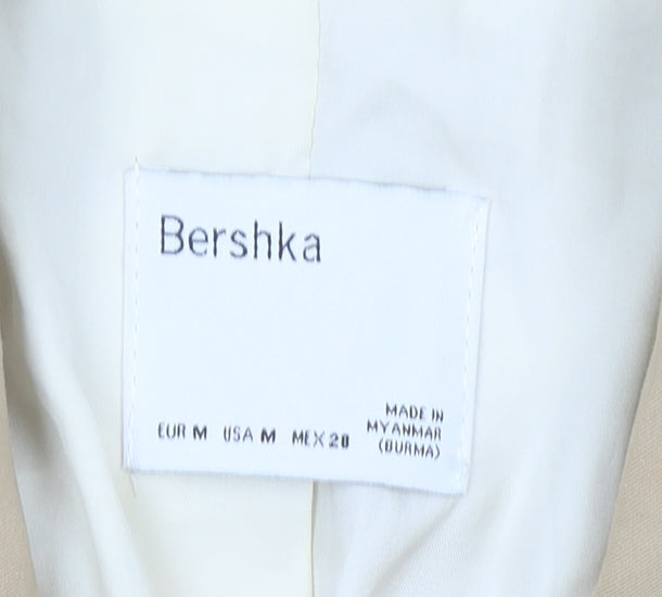 Bershka Women Beige Size 12 Double-Breasted Blazer Jacket