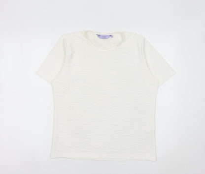 Womens UK Size S Honor Millburn Ivory Basic T-Shirt