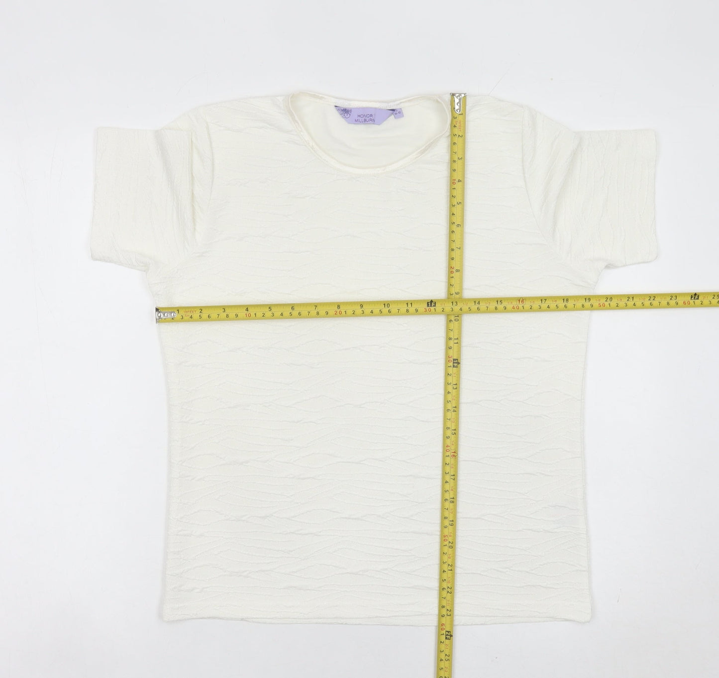 Womens UK Size S Honor Millburn Ivory Basic T-Shirt