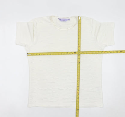 Womens UK Size S Honor Millburn Ivory Basic T-Shirt