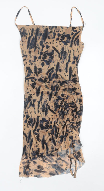 PrettyLittleThing Women’s Brown Animal Print Slip Dress Size 6