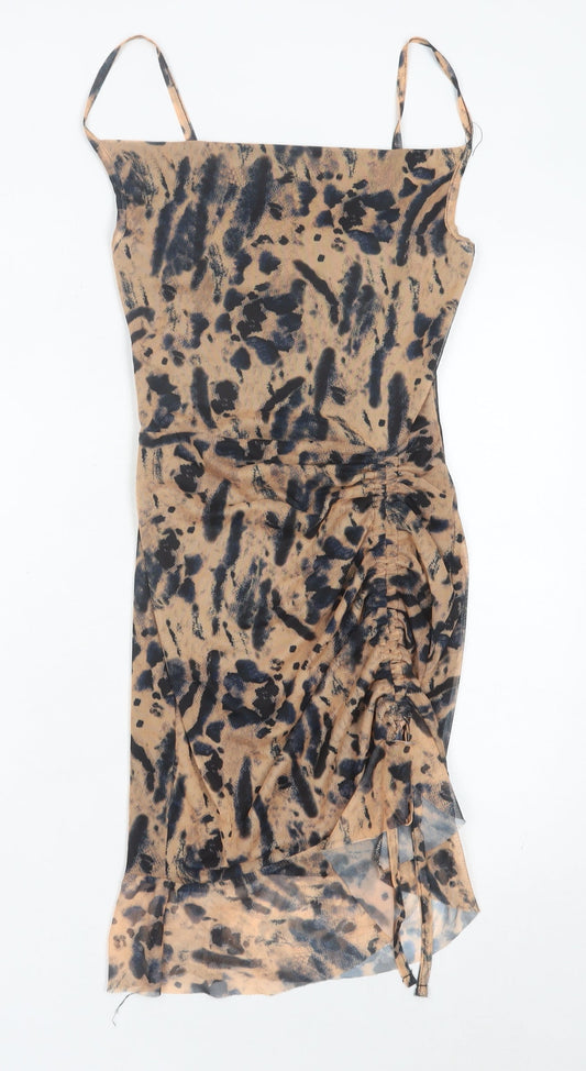 PrettyLittleThing Women’s Brown Animal Print Slip Dress Size 6