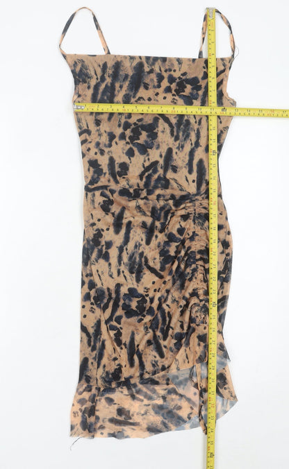 PrettyLittleThing Women’s Brown Animal Print Slip Dress Size 6