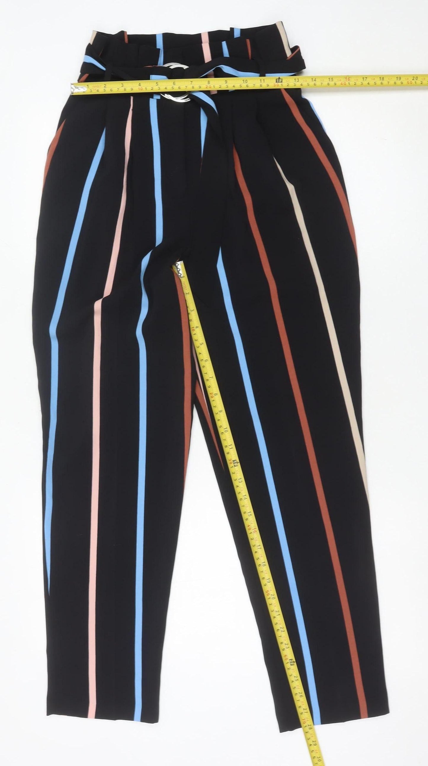 Womens UK Size 8 Miss Selfridge Regular Fit Paperbag Black Trousers