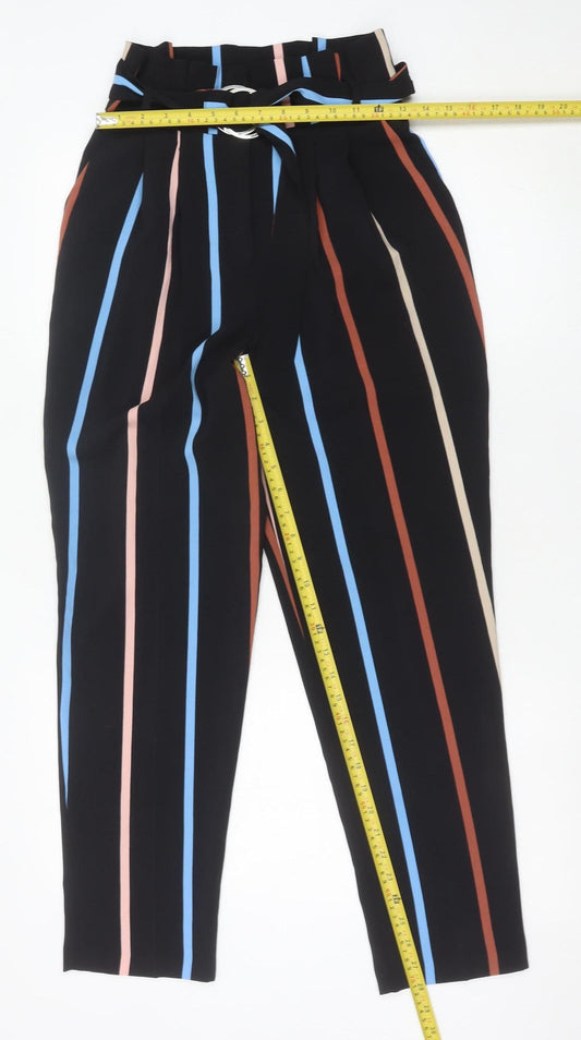 Womens UK Size 8 Miss Selfridge Regular Fit Paperbag Black Trousers
