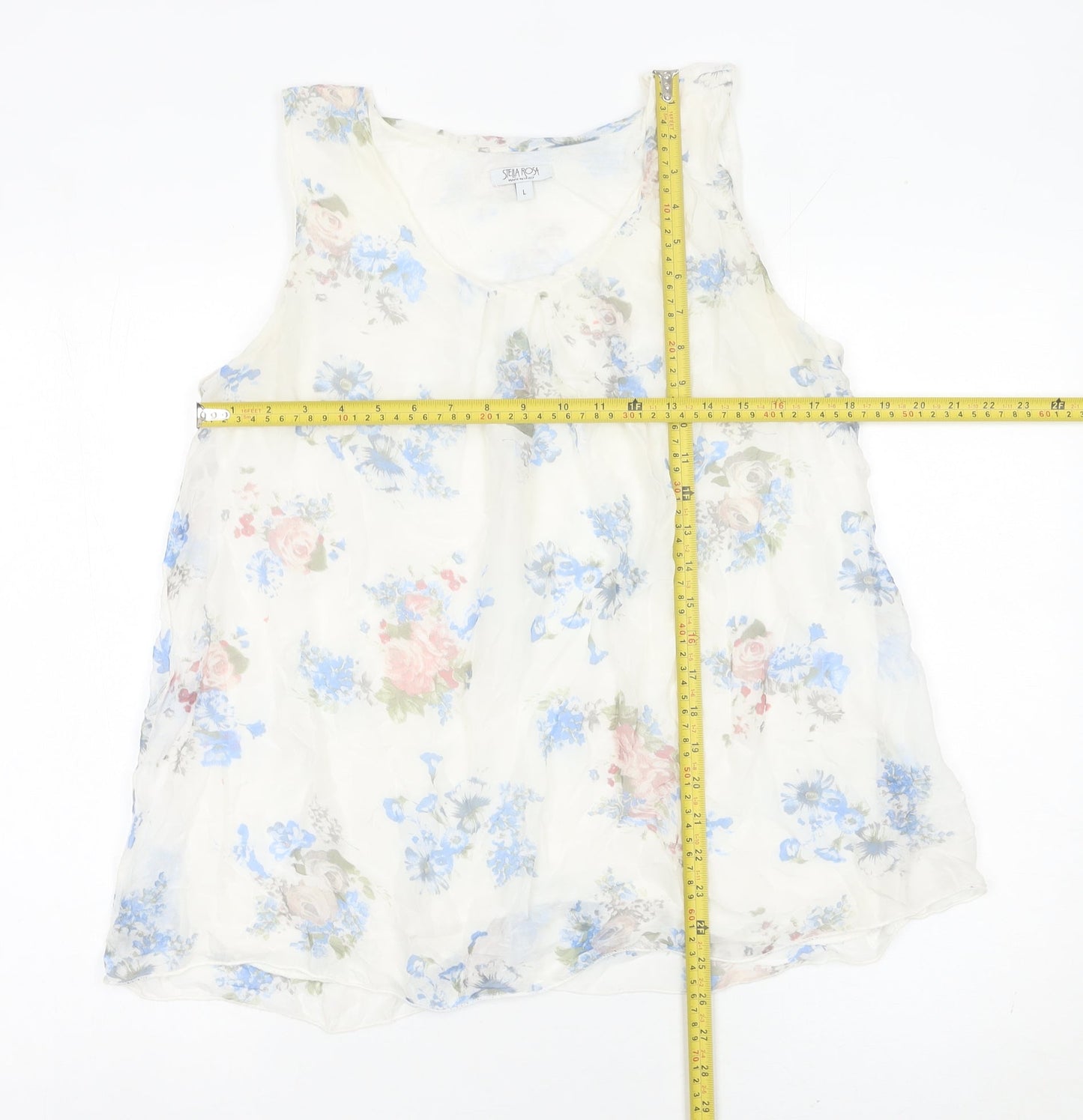 Stella Rosa Women’s Multicoloured Floral Sleeveless Tunic Blouse L Viscose Silk